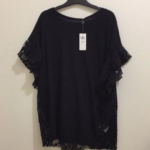 AG black lace top (sz m)